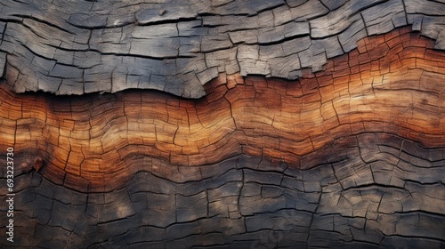  a close up of a piece of wood with a brown and orange pattern on the top of the wood and the bottom of the piece of the wood showing the wood.