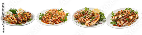  Grilled Calamari Hyperrealistic Highly Detailed Isolated On Transparent Background Png File