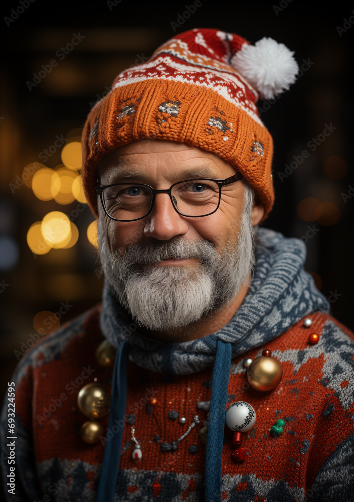 A Portrait of a man Wearing a Christmas Jumper