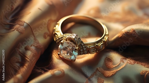Diamond Wedding Ring Lying On A Cloth