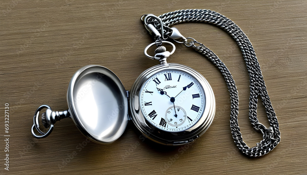 Silver Pocket Watch with Chain