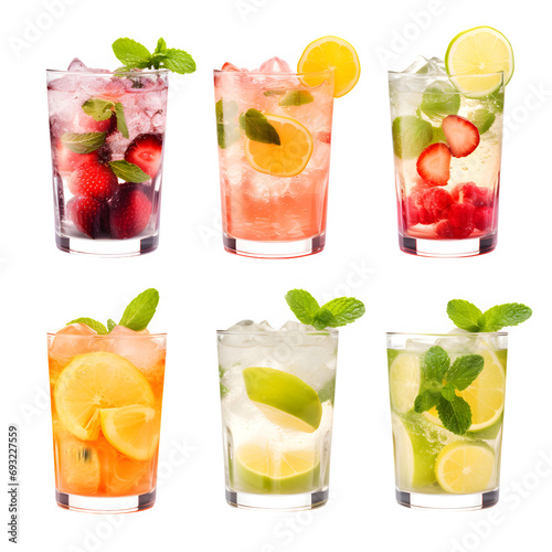 Refreshing drinks for summer isolated on transparent background Generative AI 