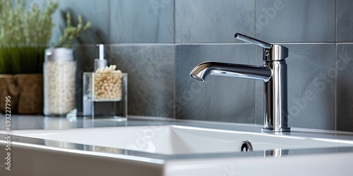 Contemporary sink and faucet.