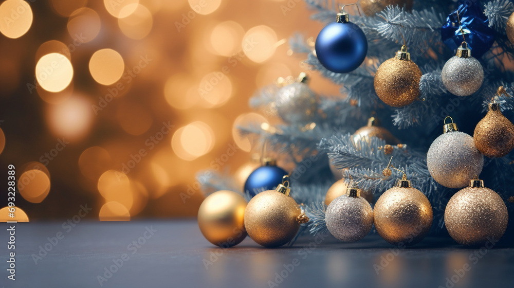 Fototapeta premium Minimalist Bliss: A Tranquil Scene with a Christmas Tree and Gifts, Capturing the Essence of Holiday Joy in Subtle Elegance