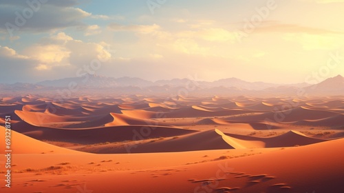 An expansive desert landscape, where shifting sands create mesmerizing dunes
