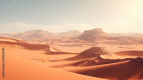 An expansive desert landscape, where shifting sands create mesmerizing dunes