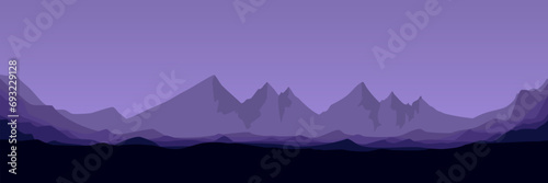 nature sunset sky horizon mountain landscape scenery vector illustration good for wallpaper, backdrop, background, web banner, and design template