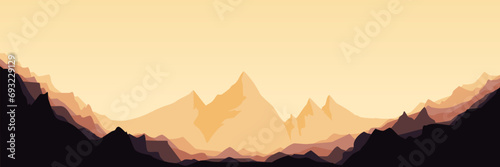 nature sunset sky horizon mountain landscape scenery vector illustration good for wallpaper, backdrop, background, web banner, and design template © FahrizalNurMuhammad