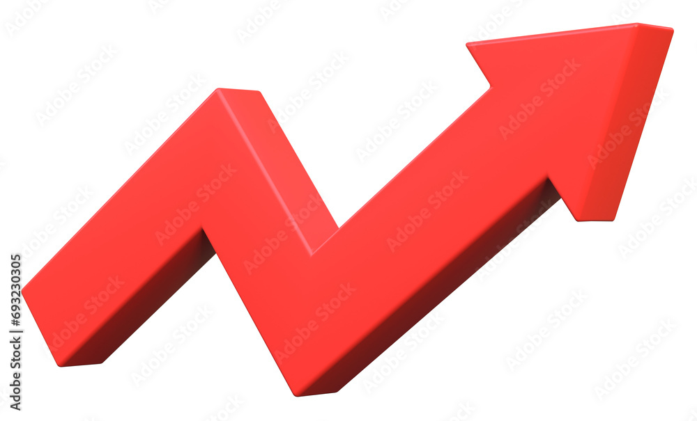 Financial indicator with red up arrow isolated on transparent background Financial indicator with red up arrow isolated on transparent background