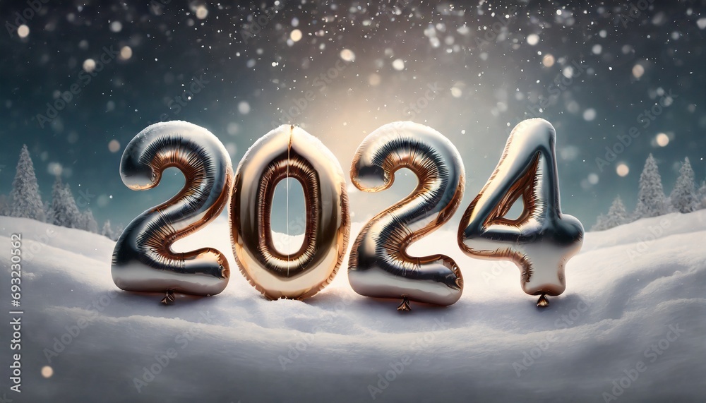 New Year 2024 balloon Banner Celebration Poster Wallpaper New Year 2024 balloon Banner Celebration Poster Wallpaper