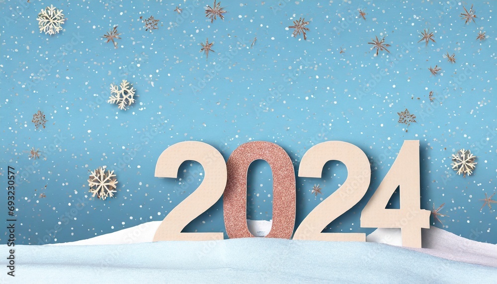 New Year 2024 Banner Celebration Poster Papercut art New Year 2024 Banner Celebration Poster Papercut art