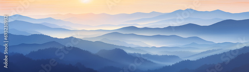 Sunrise in the mountains panorama