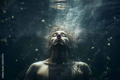 a man under water with his eyes closed © VEROPRO