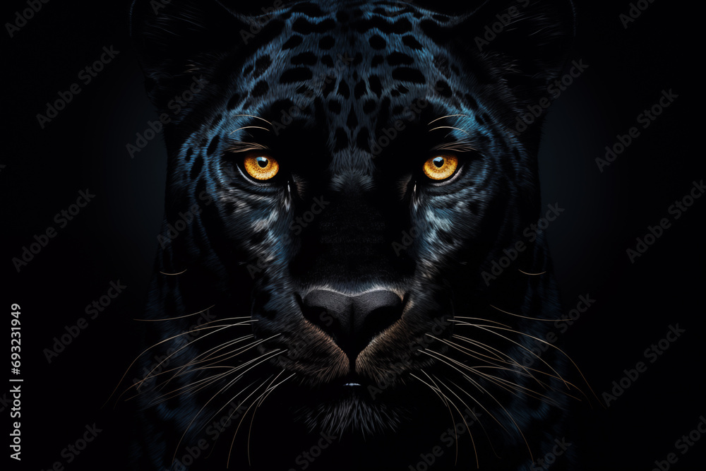 a black panther with yellow eyes