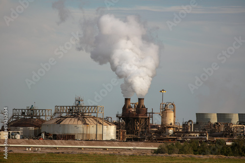 Salton Sea, California, November 12, 2023: A Geothermal Plant Near Salton Sea making electricity from steam