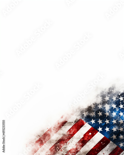 American flag in corner, framing space for text photo