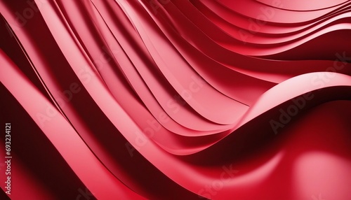 3d rendering of abstract red background with wavy folds. Modern background design