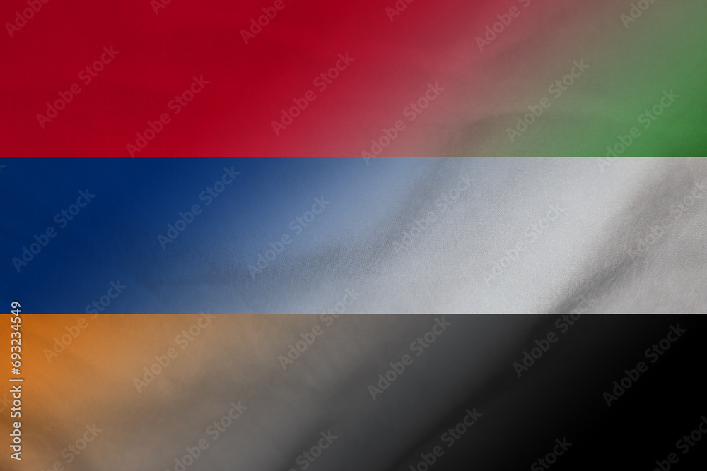 Fototapeta premium Armenia and UAE official flag transborder relations ARE ARM