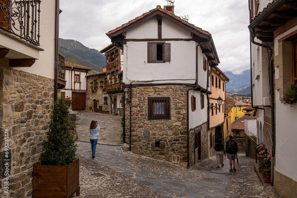 Tradicional typical houses in small village of potes, picos de europa, spain