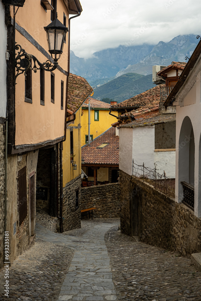 Tradicional typical houses in small village of potes, picos de europa, spain