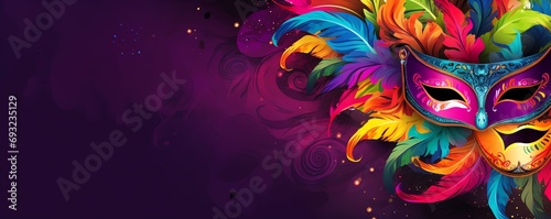 Multicolored carnival mask banner with space for text © mh