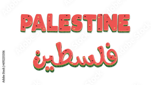 Palestine Watermelon Metaphor Effect Typography Design Arabic and English