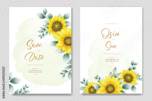 watercolor sunflower invitation card set