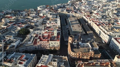 Captivating aerial perspective of Cadiz, an old coastal city located in Andalusia province in south Spain photo