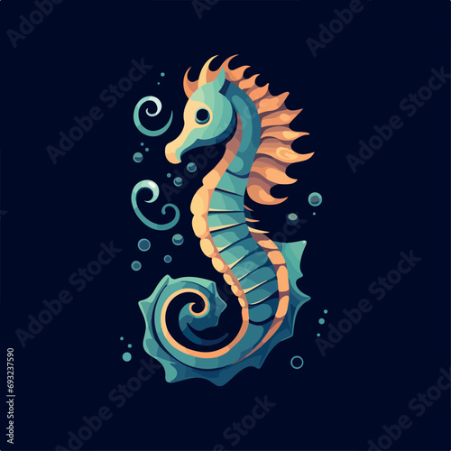Seahorse in cartoon, doodle style. Isolated 2d vector illustration in logo, icon, sketch style, Eps 10. AI Generative © Alexey