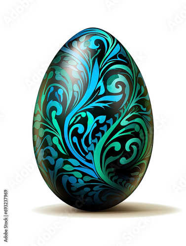 Colorful painted egg on a white background.