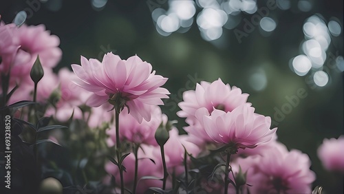 pink flowers in the garden background