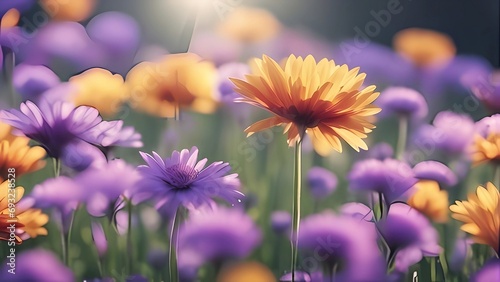 purple and yellow flowers background