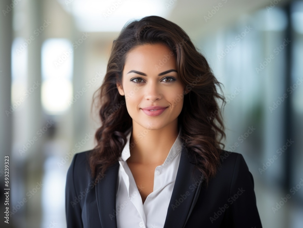 A woman in a business suit posing for a picture. A woman in a business suit posing for a picture.