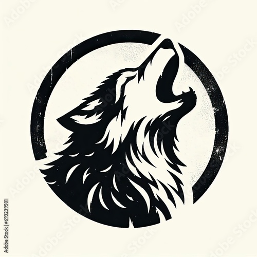 illustration of howling wolf, vintage grunge logo, ai generate photo