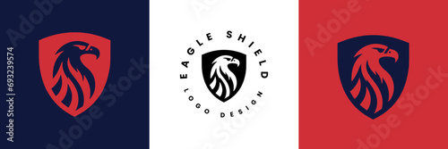 Eagle shield logo Design, Shield eagle logo inspiration, Eagle and shield logo design, Bird, falcon or hawk head badge emblem vector icon
