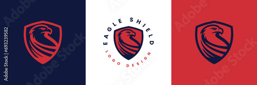Obraz na plátně Eagle shield logo Design, Shield eagle logo inspiration, Eagle and shield logo d