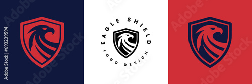 Eagle shield logo Design, Shield eagle logo inspiration, Eagle and shield logo design, Bird, falcon or hawk head badge emblem vector icon