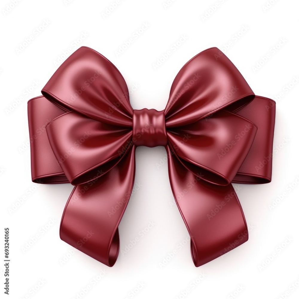 A red bow on a white background. Photorealistic clipart on white background.