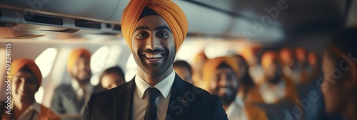 East Indian Man Flight Attendant Job Profession Handsome Setting Generative AI