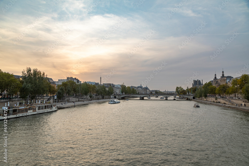 Seine River at sunset, Paris, France