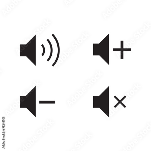 Audio Icon. Symbol of loud music or video player speaker. Flat outline of microphone volume noise while radio broadcasting media or speech. Vector set of sound amplifier horn alert web logo