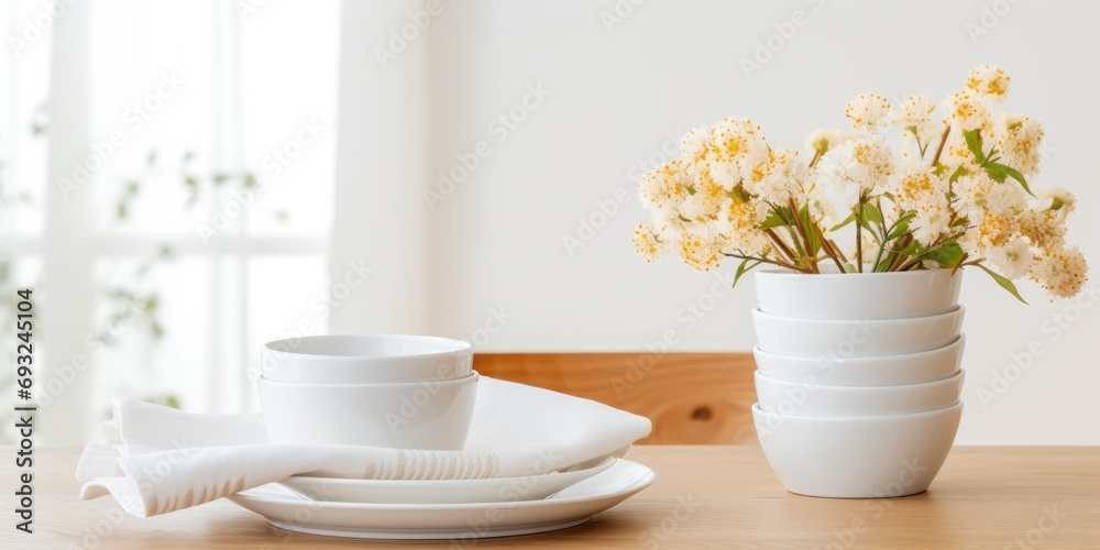 Simplicity of Scandinavian interior with white dishes and details. Simplicity of Scandinavian interior with white dishes and details.