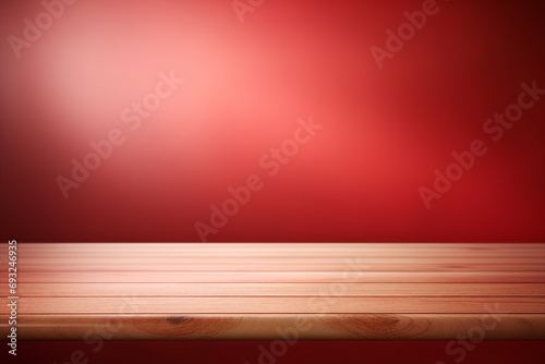 Wallpaper Mural an empty wooden table with red colored background Torontodigital.ca