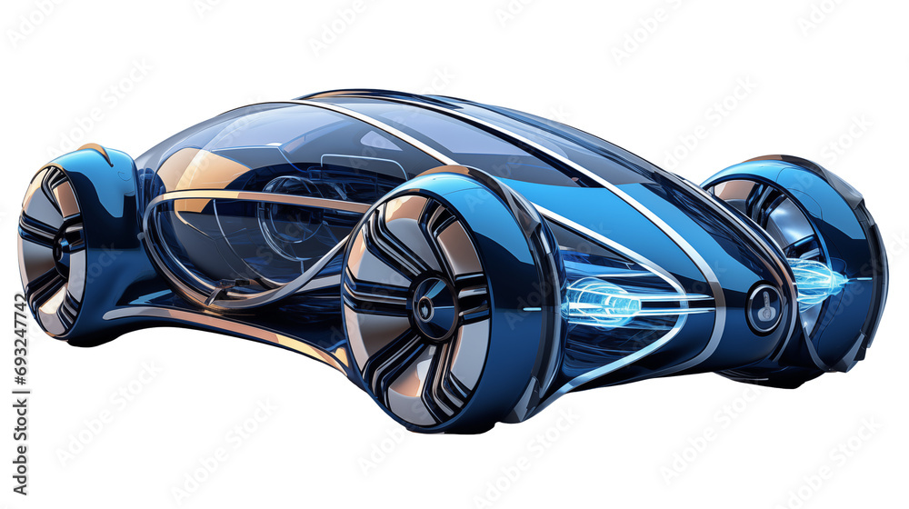 Futuristic sports car on transparent background. Generative AI