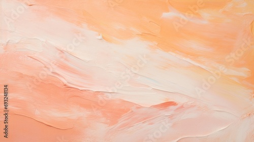 Closeup of a minimalistic pastel peach canvas, enhanced by subtle Peach Fuzz strokes for a serene atmosphere. photo