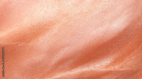 Closeup of a Peach Fuzz colored backdrop with a shimmering metallic touch