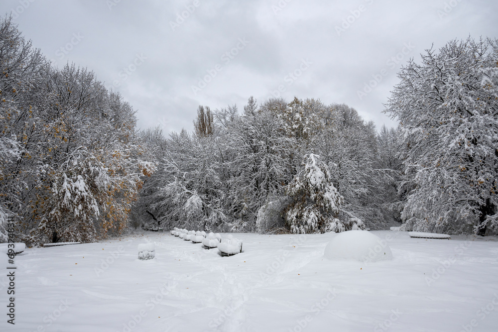 Winter Landscape of South Park in city of Sofia, Bulgaria Winter Landscape of South Park in city of Sofia, Bulgaria