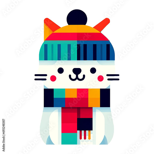Winter Kitten with a scarf transparent