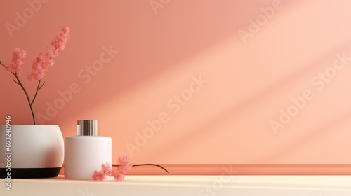 The mockup of a bottle of cosmetics container. 