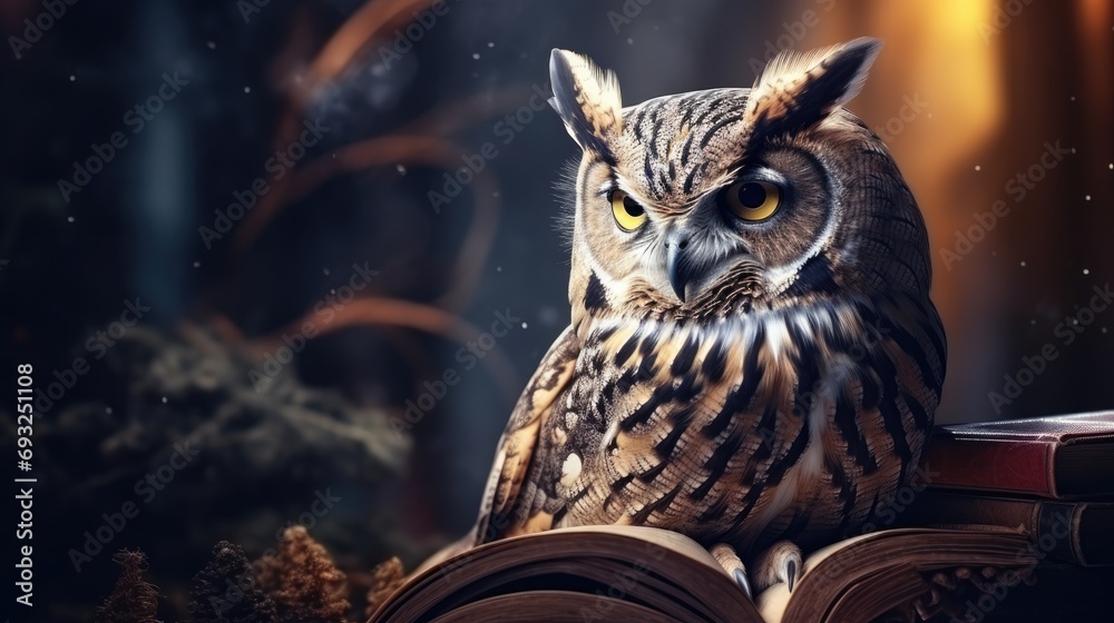 A cartoon owl with glasses reading a book. The image is a symbol of intelligence, curiosity, and learning. 